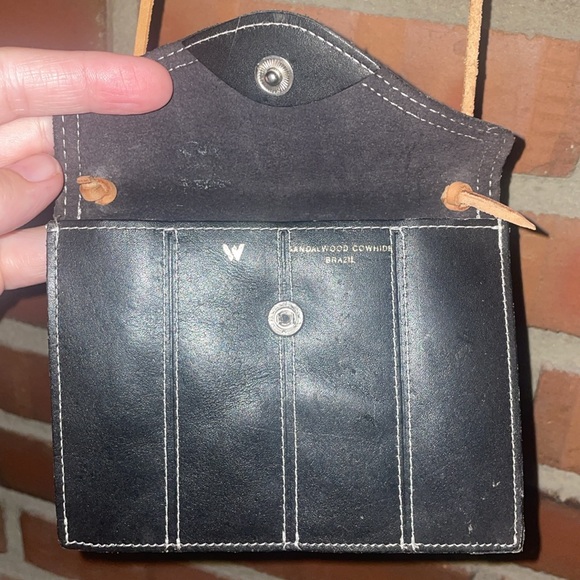 Sandalwood cowhide crossbody small black brown 5” like new - Picture 3 of 8